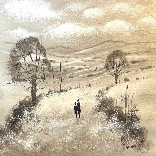 Original  watercolour Painting ‘ Romantic walk ‘ by Stephen Allen 