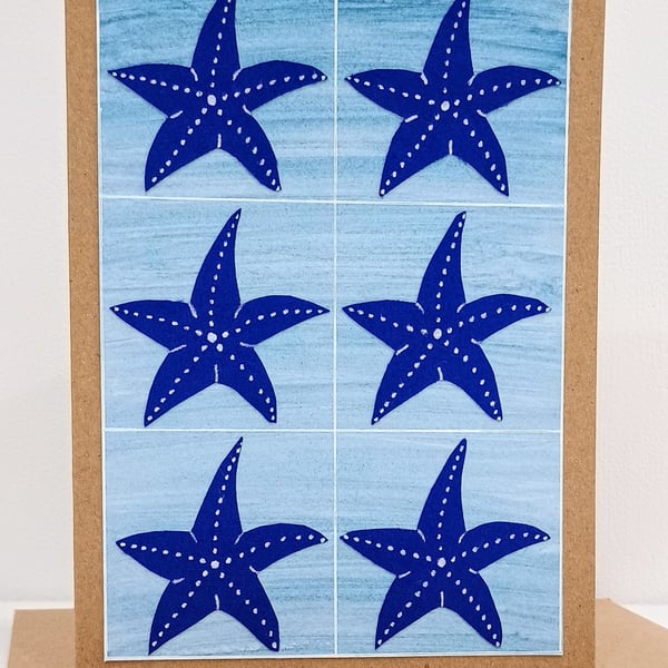 Starfish Greetings Card - Blank - Birthday Card - Fabric Card