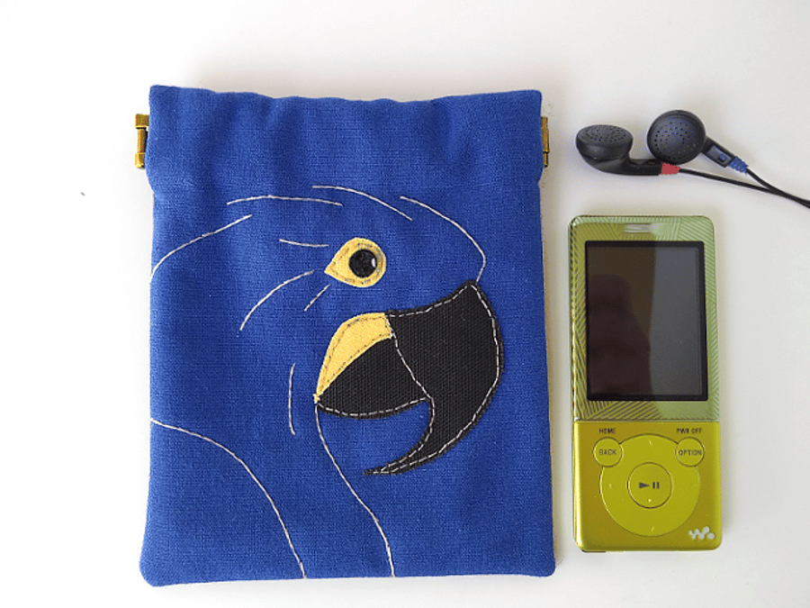 Hyacinth Macaw pinch purse, small make-up bag, pouch, POSTAGE INCLUDED