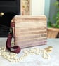 Clutch Pouch Bag - Striped Chenille Pouch Bag with Detachable Leather Strap - Image 3