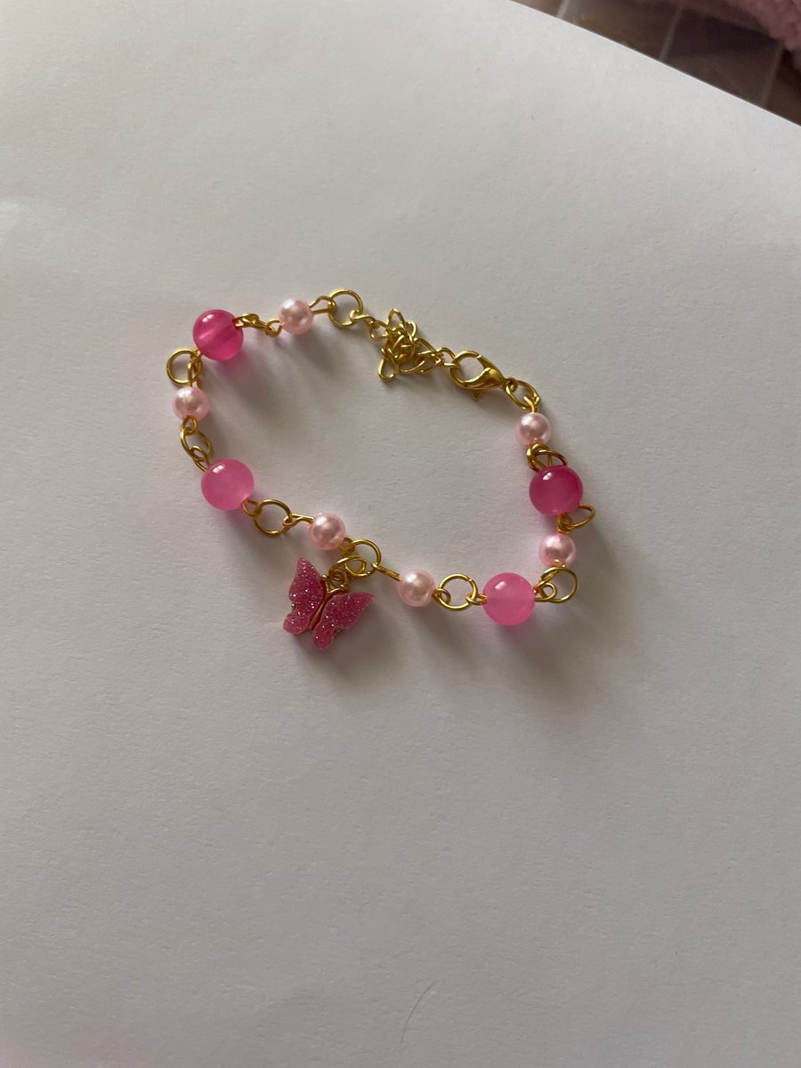 Love - shimmery deep pink butterfly bracelet 
