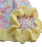 Hand-Knitted Baby Hat, Newborn to 3 Months, Pastel Baby Beanie, Flower Applique  - Image 3