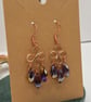 Copper Rose Gold Chandelier Earrings, Faceted Suncatcher Glass Beads