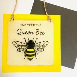 Fused Glass Queen Bee Hanger for Mothers Day