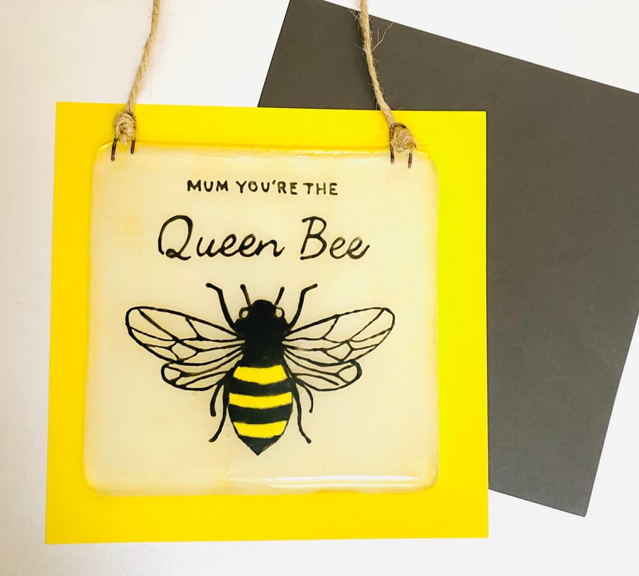 Fused Glass Queen Bee Hanger for Mothers Day