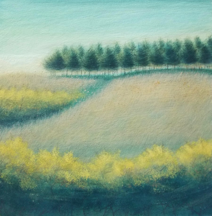 Sweet Scented Gorse - original landscape painting, 25cms x 25cms, unframed