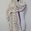 8. SUMMER SECONDS.. Reversible Hand Knitted Lace Shawl with Wool. Hand Spun Wool