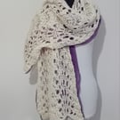 Reversible Hand Crocheted Shawl with Wool Handspun from Raw Mule Sheep Fleece.