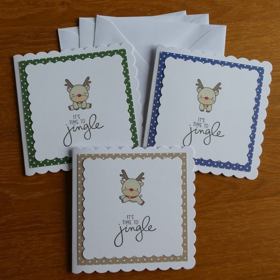 Pack of 3 Reindeer Christmas Cards