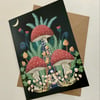 Toadstool and Ferns,  blank greetings card 