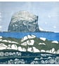 Original lino print Bass Rock from The Leithes