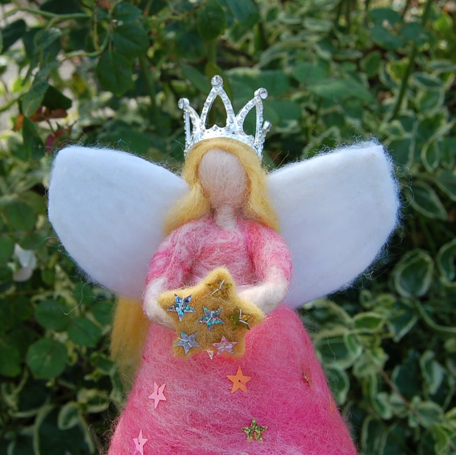 Fairy tree topper or table display - needle felt fairy or angel
