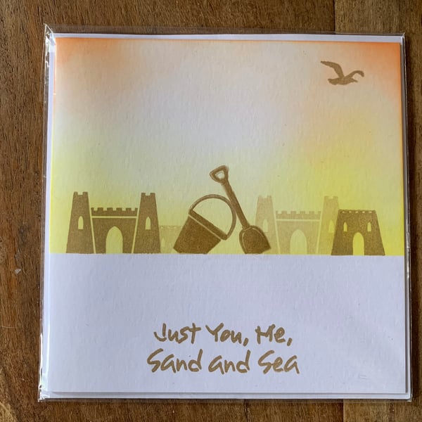 Just you, me, sand and sea Handmade Card 
