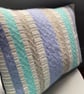 Patsy Cushion: Coastal Sea Blues. Handwoven in Wales - Image 6