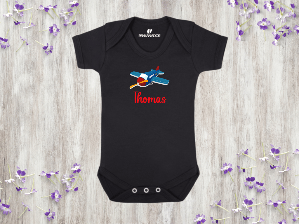 Personalised Aeroplane Baby Bodysuit – Travel-Themed Baby Grow With Name