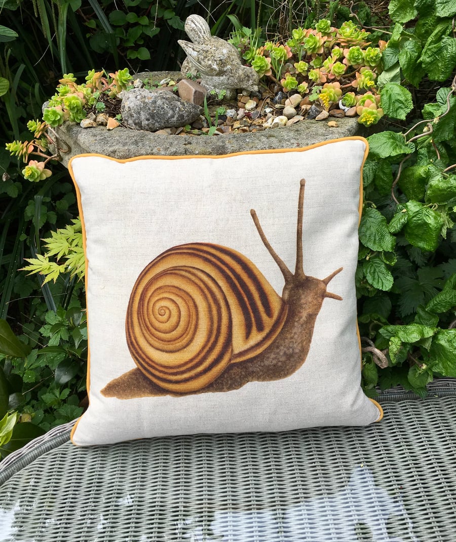 Snail cushion. Linen snail pillow. FREE Postage & Packaging in the UK.