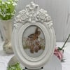 Seconds Sunday Embroidered bunny in shabby chic frame B6