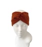 Satin lined ear warmer headband Rust orange knit jersey turban headwrap women