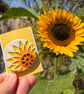 Handmade Ceramic Sunflower brooch, Hand Made Pottery Badge - Image 6