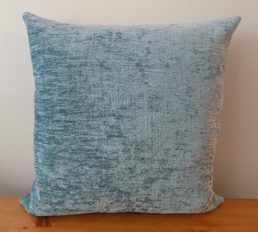 Duck Egg Blue Cushion Cover Velvet Chenille Throw Pillow 14"-20" Zip