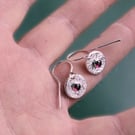 Garnet Disc Drop Earrings, Handmade Urban Jewellery, WEDDING