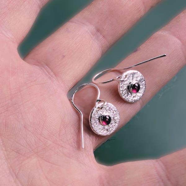 Garnet Disc Drop Earrings, Handmade Urban Jewellery, WEDDING