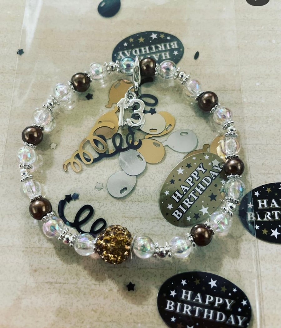 13th milestone charm bracelet gift for birthday 