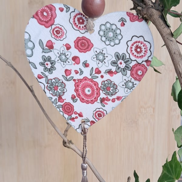 Floral Wooden Hanging Heart