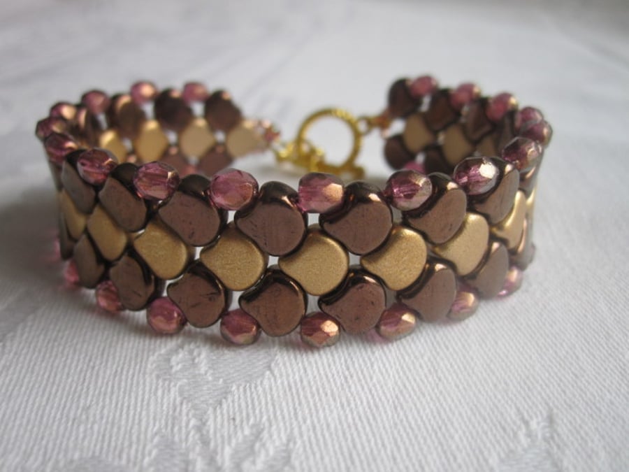 Gold Dragons Scale Beadwork Bracelet