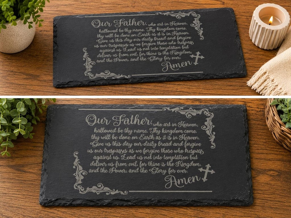 Lord's Prayer Slate Platter Engraved Slate Chopping Board Christian Kitchen Deco