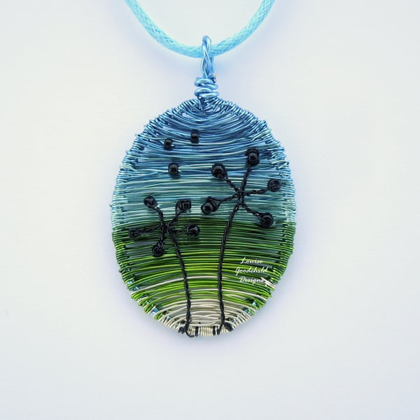 Dandelion necklace, wire wrapped pendant, dandelion wishes, ooak necklace