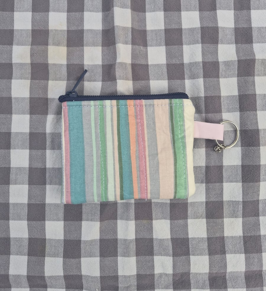 Hand made zip up purse with key ring attachment
