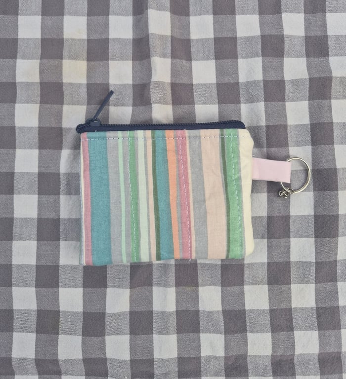 Hand made zip up purse with key ring attachment