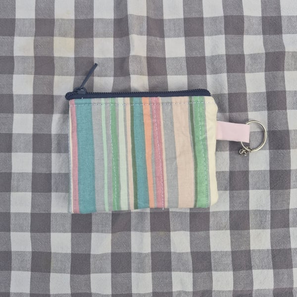 Hand made zip up purse with key ring attachment