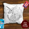 Unicorn Colouring Cushion Cover With or Without Fabric Pens Choose Your Size