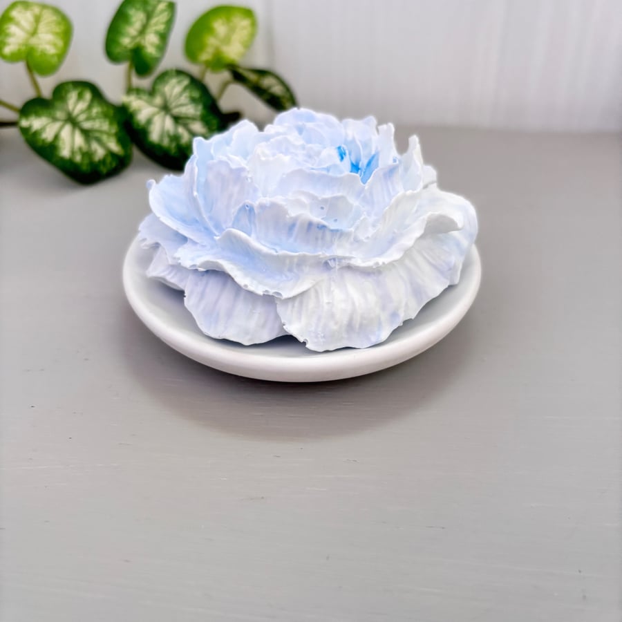 Blue Peony Flower Fragrance Stone Diffuser on plate