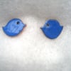 Lapis blue blue enamelled little bird stud earrings