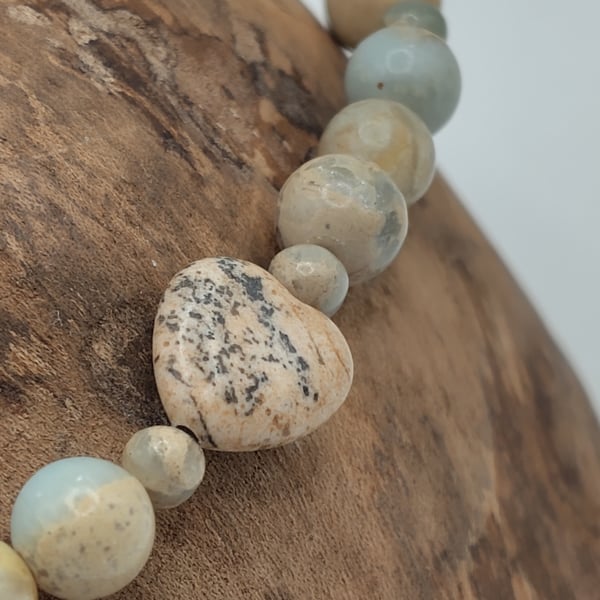 Calia 03 . Picture Jasper, Flower Amazonite, AquaTerra Jasper Stone Bracelet