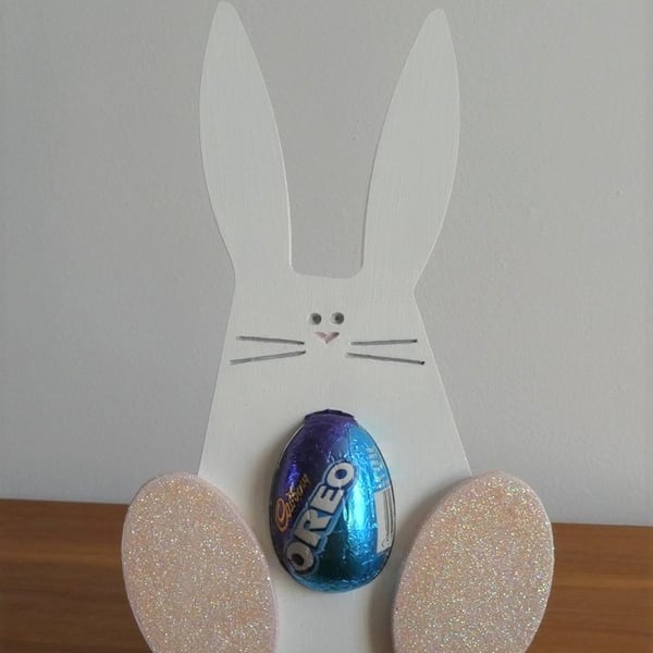 Sale - Easter Egg Holder - Bunny With Pink Feet