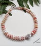 Peruvian Pink Opal & Swarovsky Crystal Bead Sterling Silver Bracelet - Image 1