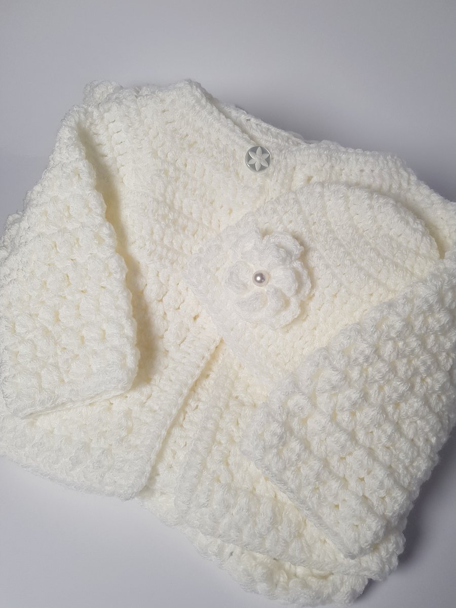 Handmade Cardigan and Hat Heirloom Gift Set, Choice of Colours 