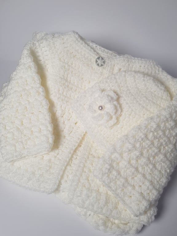 Handmade Cardigan and Hat Heirloom Gift Set, Choice of Colours 