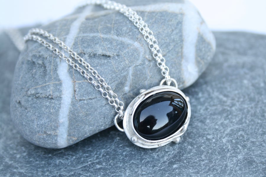 Onyx and silver necklace