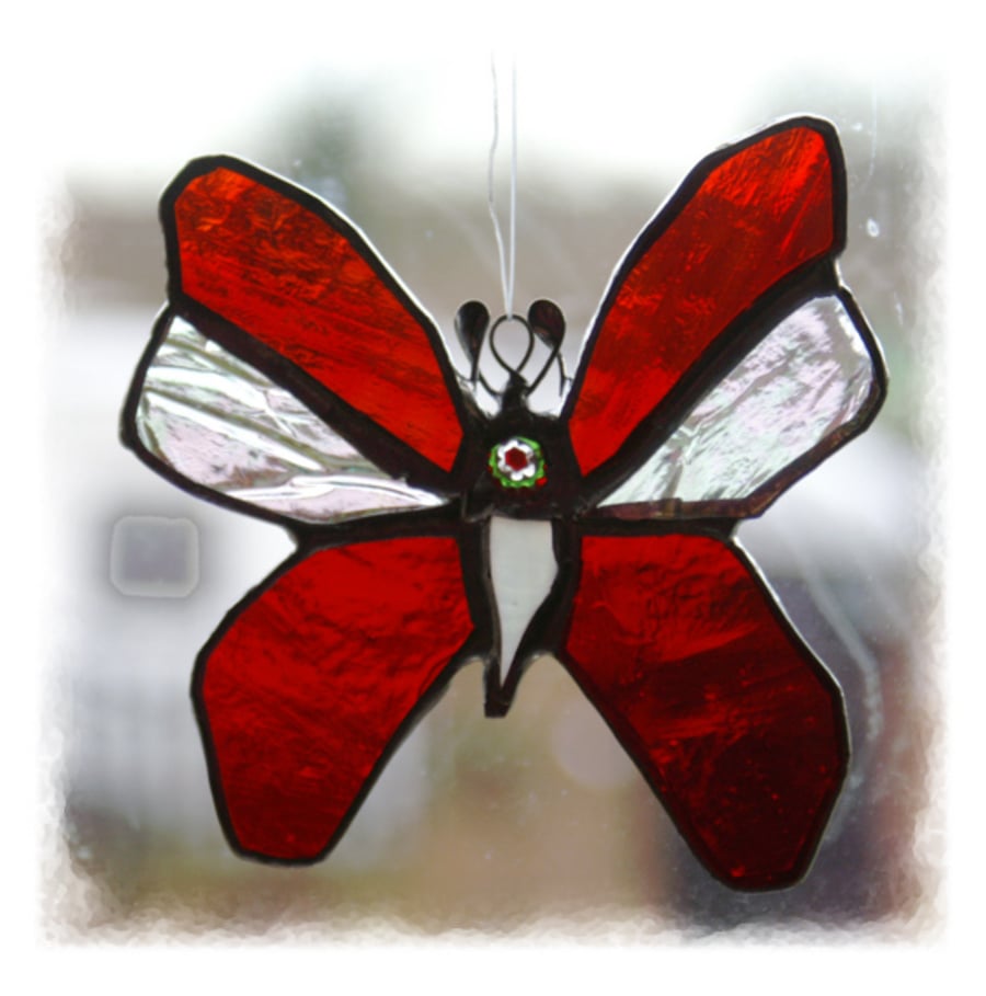  Butterfly Stained Glass Suncatcher  Red