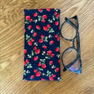 Strawberry Print Quilted Fabric Glasses Case