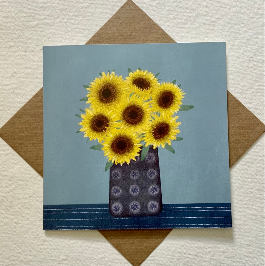 Sunflowers, blank greetings card