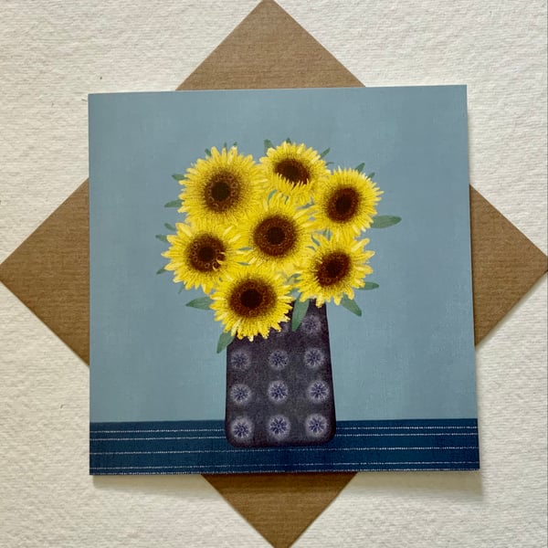 Sunflowers, blank greetings card
