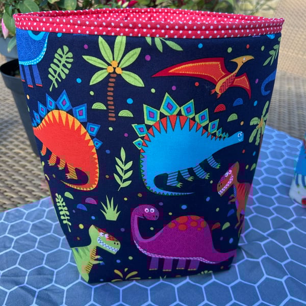 Dinosaur Fabric Storage Baskets, Three sizes and Two Colours, Great for Toys