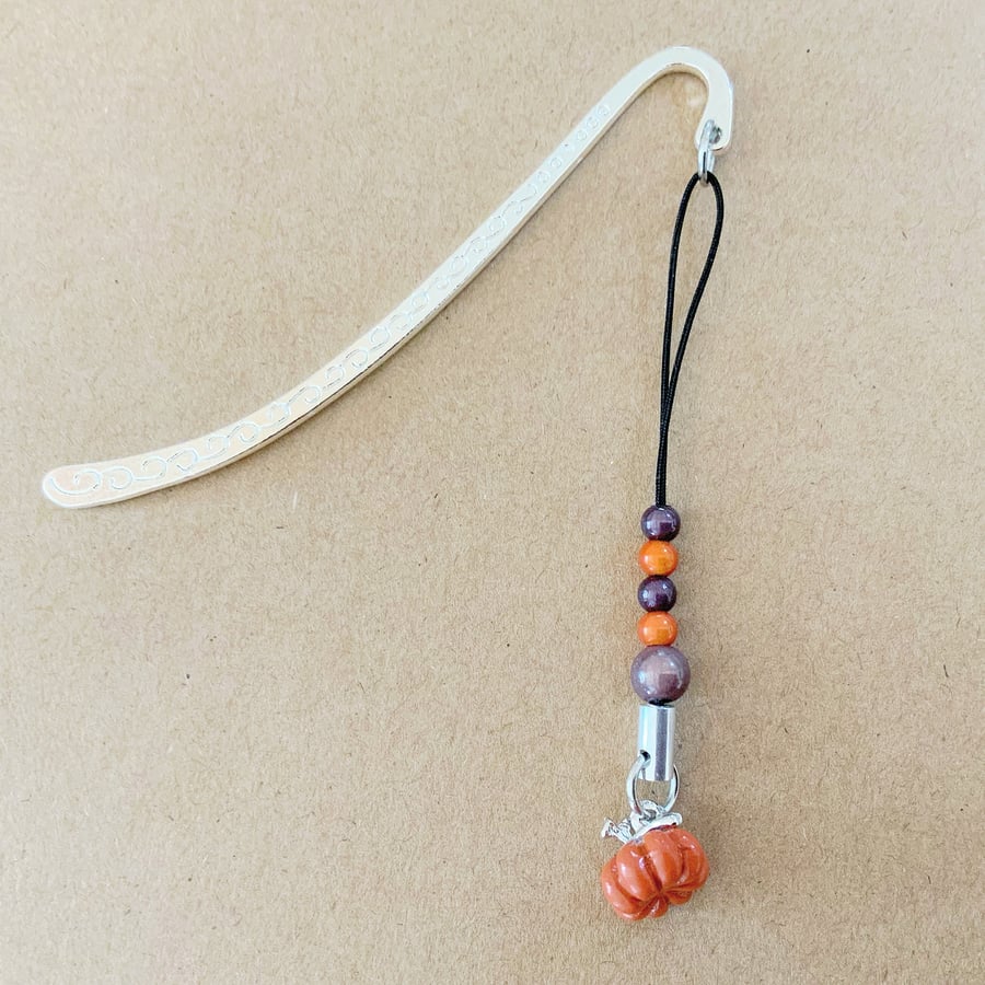 Pumpkin Bookmark. Halloween Bookmark. Metal Bookmark. Pumpkin Charm.