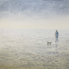 One man and his dog an original watercolour painting